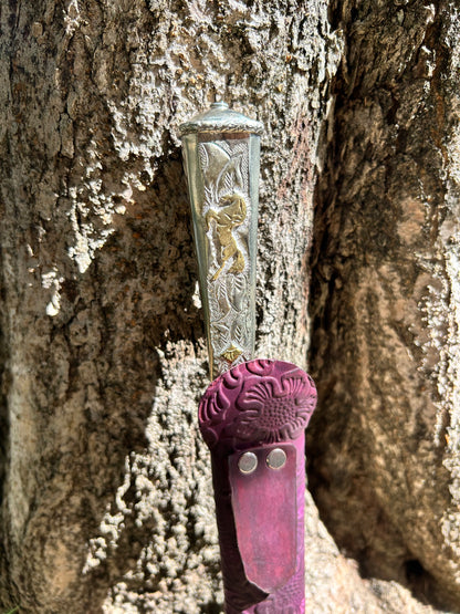 Faca de flores de alpaca e bronze