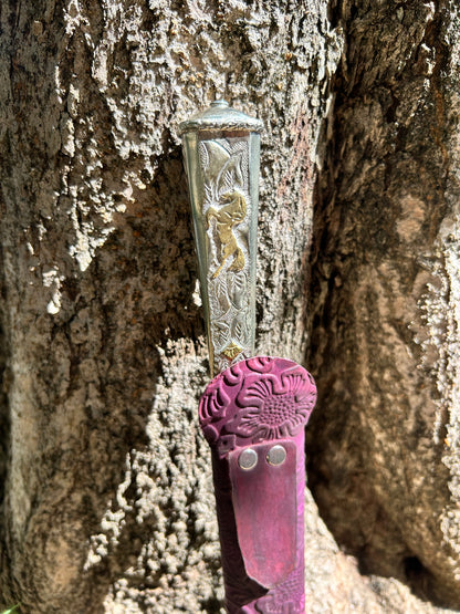 Faca de flores de alpaca e bronze