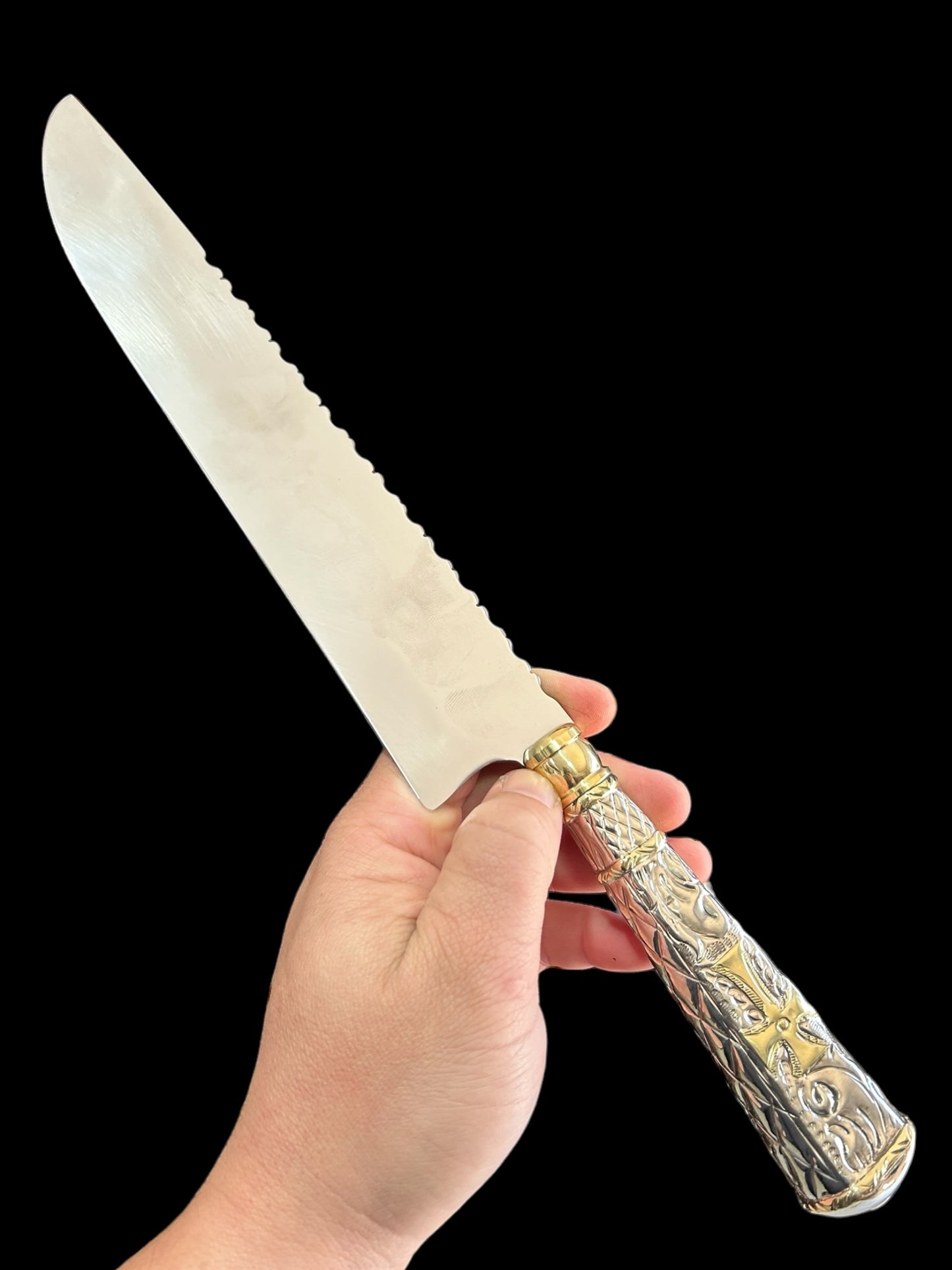 Cuchillo Alpaca y Bronce Cruz