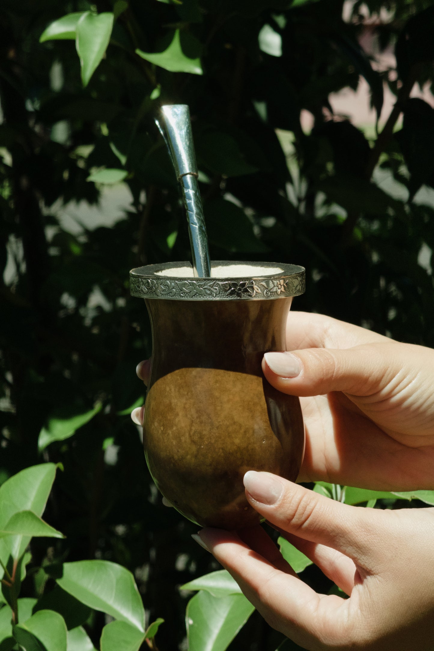 Bago de Toro con boquilla en alpaca y bronce.