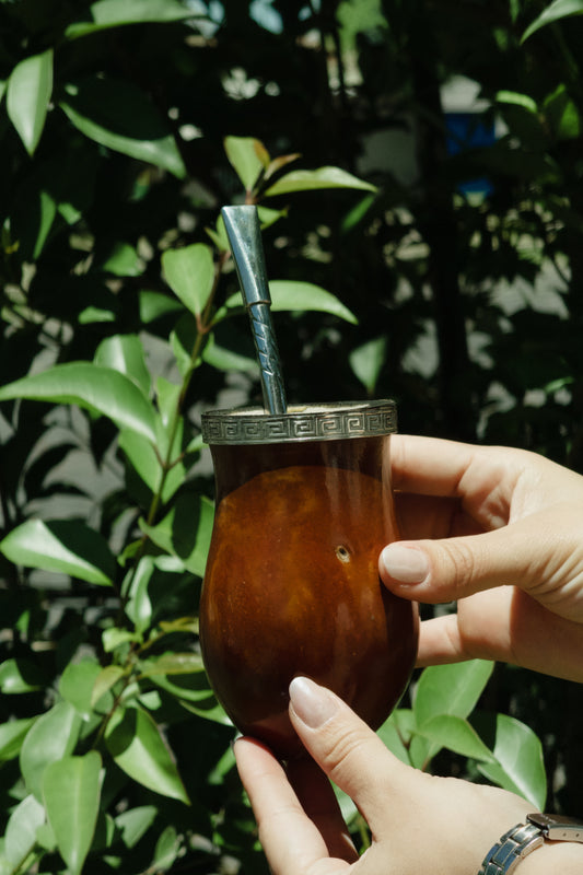 Bago de Toro con boquilla en alpaca y bronce.